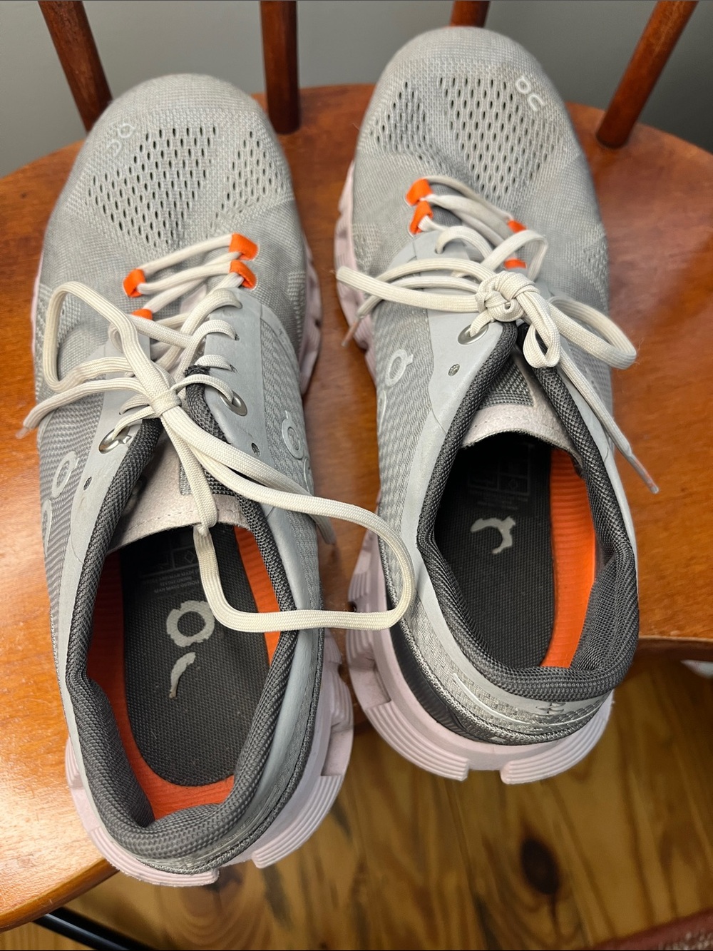 On Cloud X Sneakers Alloy Lily Gray Orange Pink Athletic Shoes Size 9 EUC - Picture 5 of 8